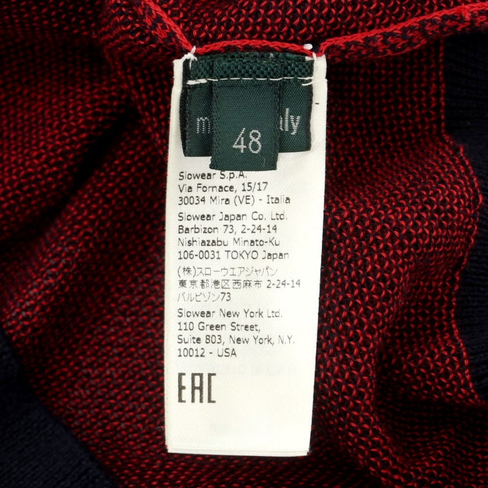 【中古】ザノーネ ZANONE コットン 半袖 ポロニット レッドxネイビー【サイズ48】【 状態ランクB 】【 メンズ 】[EPD]