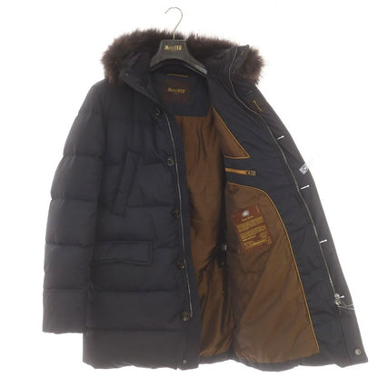 【中古】ムーレー MOORER BARBIERI-WK ポリエステル ファー ダウンコート ダークネイビー【 48 】【 状態ランクB 】【 メンズ 】