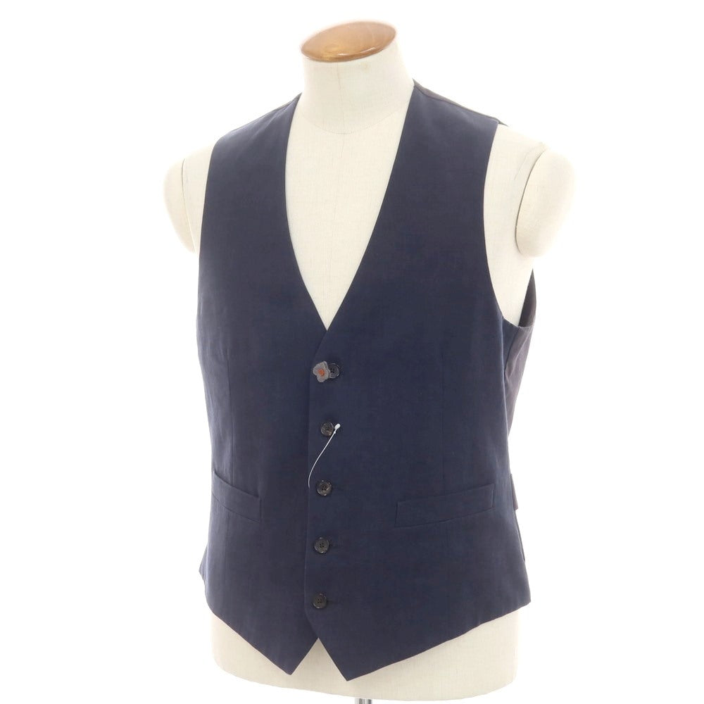 【中古】ラルディーニ LARDINI リネンコットンシルク ジレ ベスト ネイビー【 48 】【 状態ランクB 】【 メンズ 】