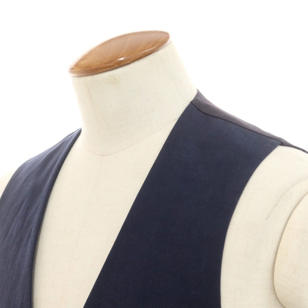 【中古】ラルディーニ LARDINI リネンコットンシルク ジレ ベスト ネイビー【 48 】【 状態ランクB 】【 メンズ 】