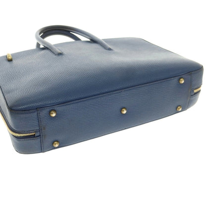 【中古】トフアンドロードストーン TOFF&amp;LOADSTONE 型押しレザー ブリーフケース ネイビーブルー【 状態ランクC 】【 メンズ 】
