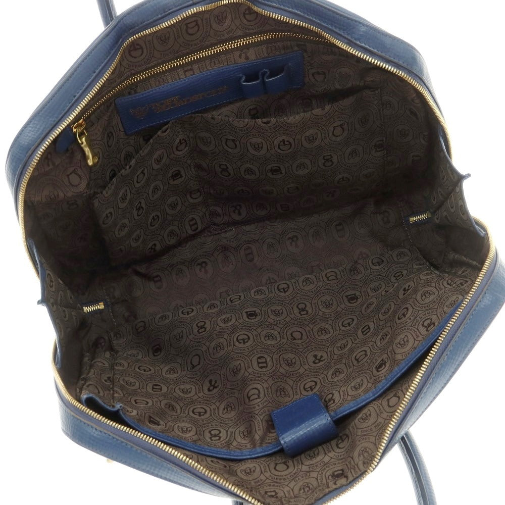【中古】トフアンドロードストーン TOFF&amp;LOADSTONE 型押しレザー ブリーフケース ネイビーブルー【 状態ランクC 】【 メンズ 】
