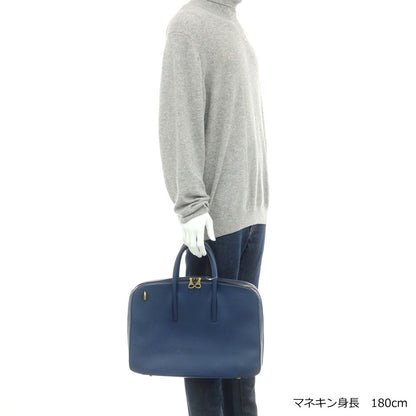 【中古】トフアンドロードストーン TOFF&amp;LOADSTONE 型押しレザー ブリーフケース ネイビーブルー【 状態ランクC 】【 メンズ 】