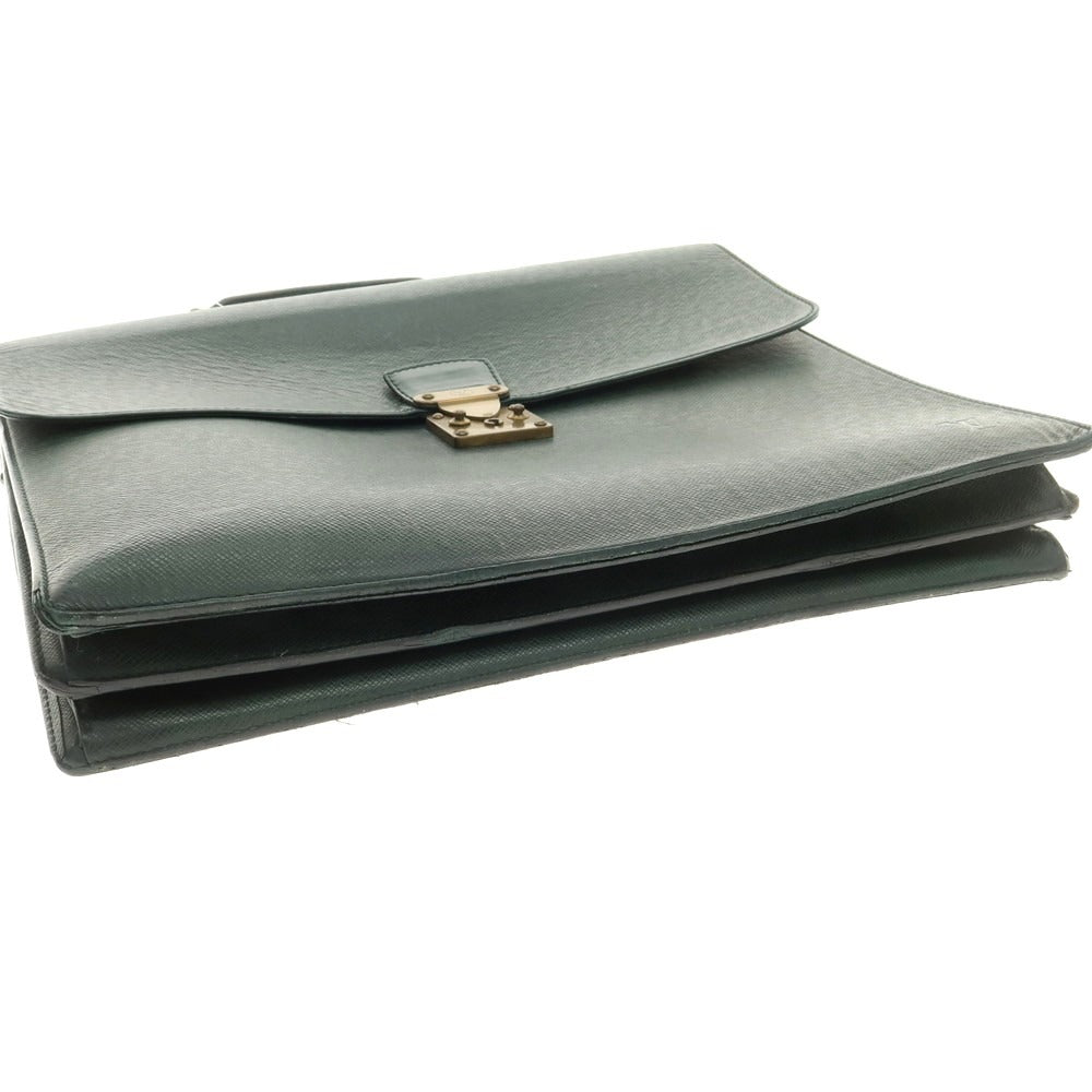 【中古】ルイ ヴィトン LOUIS VUITTON タイガ 型押しレザー ブリーフケース グリーン【 状態ランクD 】【 メンズ 】