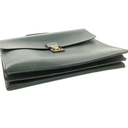 【中古】ルイ ヴィトン LOUIS VUITTON タイガ 型押しレザー ブリーフケース グリーン【 状態ランクD 】【 メンズ 】