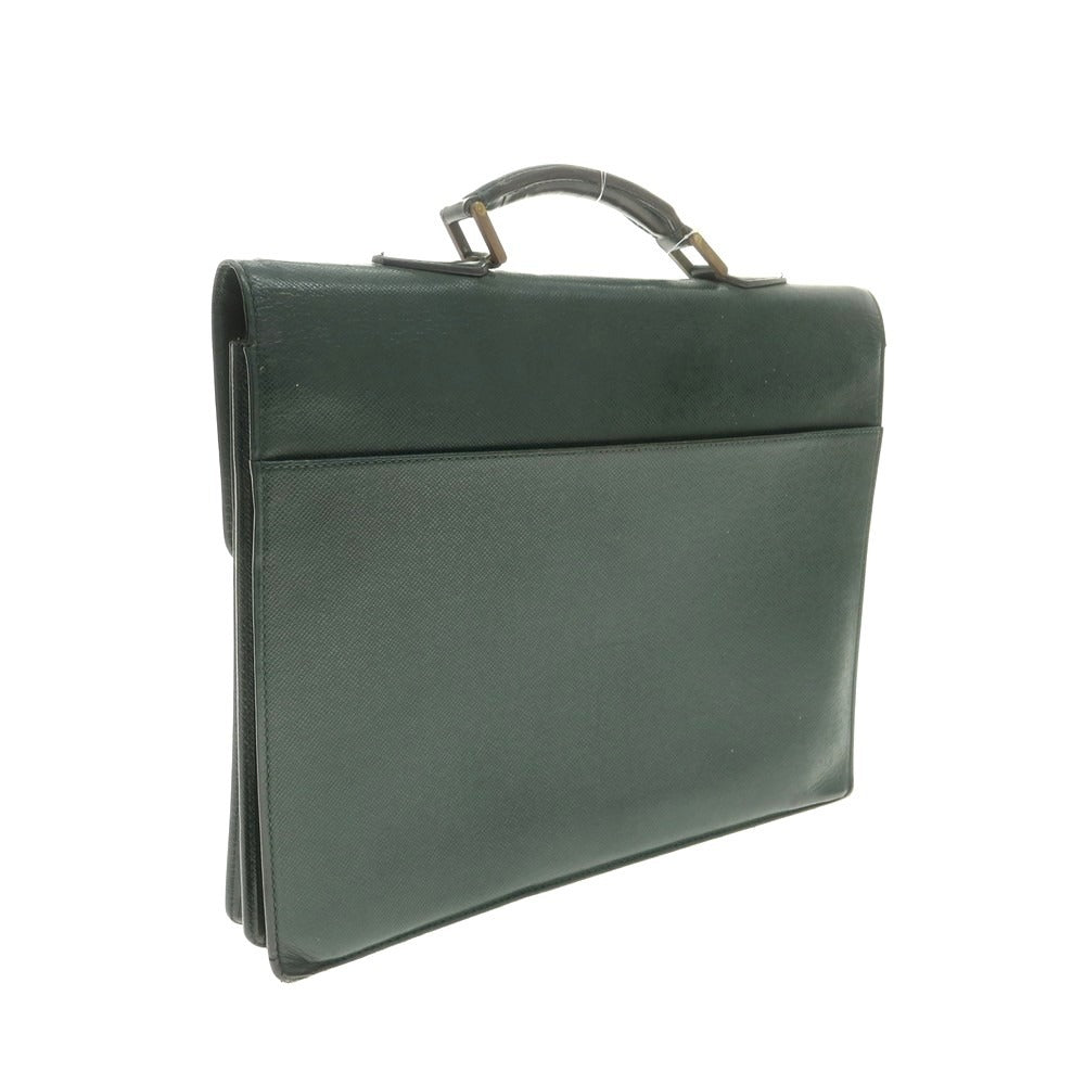 【中古】ルイ ヴィトン LOUIS VUITTON タイガ 型押しレザー ブリーフケース グリーン【 状態ランクD 】【 メンズ 】