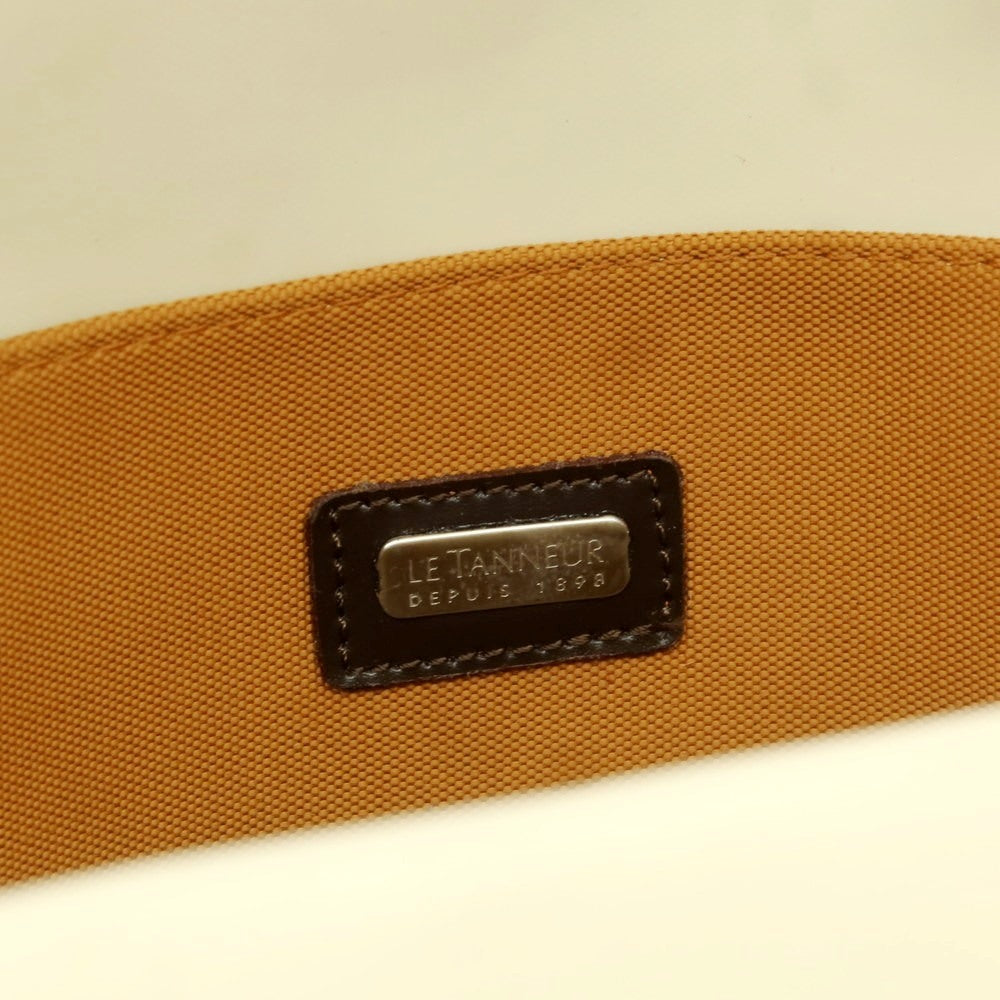 【中古】ル タヌア LE TANNEUR キャンバス レザー ブリーフケース オレンジブラウンxダークブラウン【 状態ランクC 】【 メンズ 】[EPD]