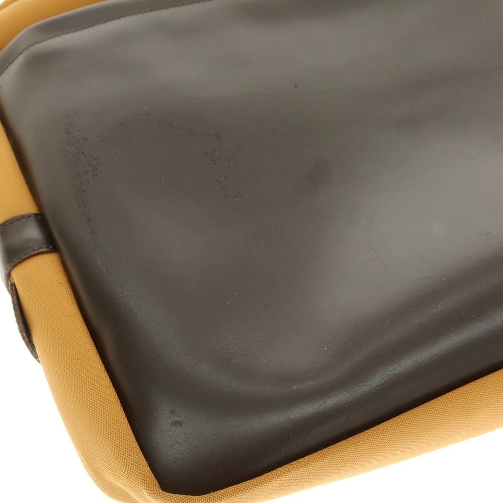 【中古】ル タヌア LE TANNEUR キャンバス レザー ブリーフケース オレンジブラウンxダークブラウン【 状態ランクC 】【 メンズ 】[EPD]