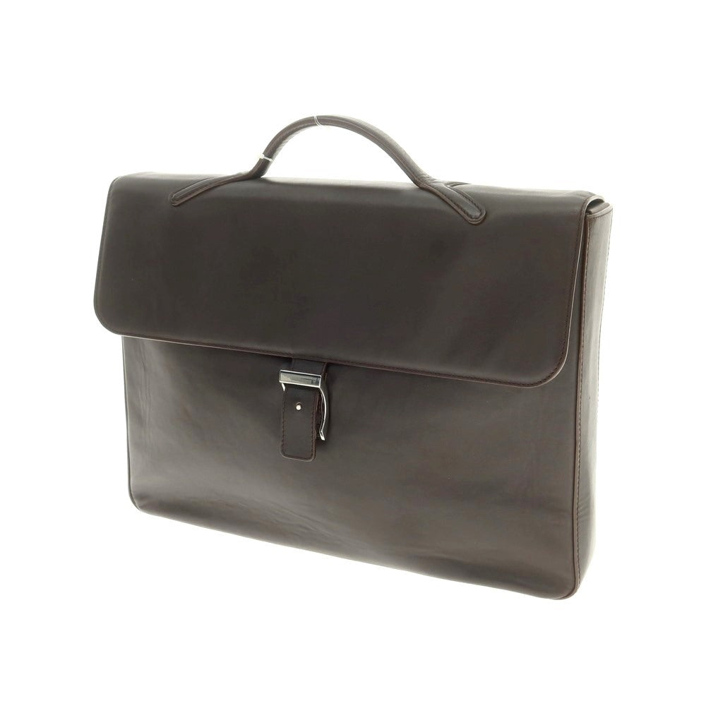 【中古】ビルアンバーグ Bill Amberg レザー フラップ ブリーフケース ダークブラウン【 状態ランクB 】【 メンズ 】