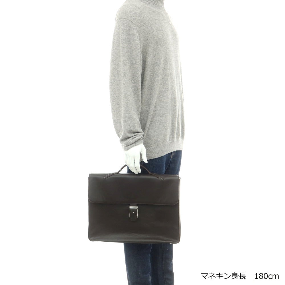 【中古】ビルアンバーグ Bill Amberg レザー フラップ ブリーフケース ダークブラウン【 状態ランクB 】【 メンズ 】