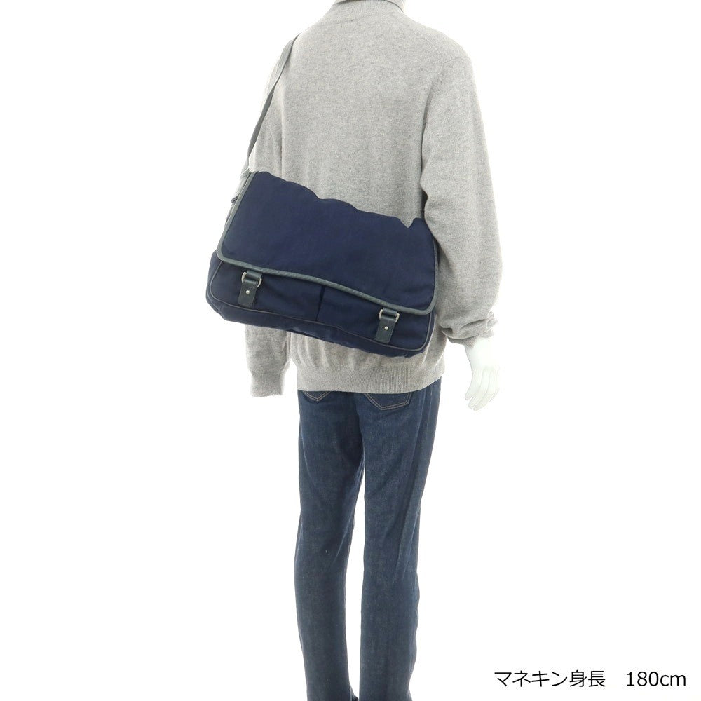 【中古】ビルアンバーグ Bill Amberg コットン ショルダーバッグ ネイビー【 状態ランクC 】【 メンズ 】[EPD]