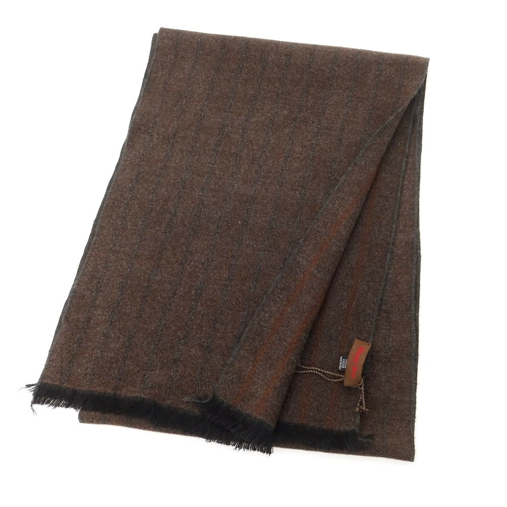 【中古】フィオリオ FIORIO レーヨン ストライプ マフラー ダークブラウン【 状態ランクA 】【 メンズ 】
