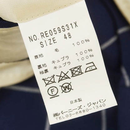 【中古】バーニーズニューヨーク BARNEYS NEWYORK ウール チェック テーラードジャケット ネイビーxホワイト【 48 】【 状態ランクB 】【 メンズ 】