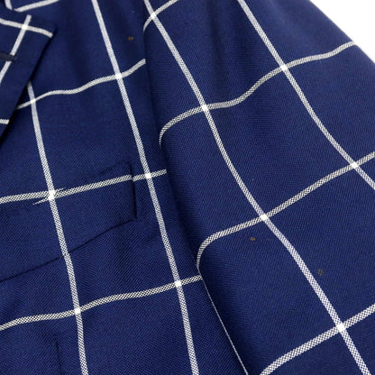 【中古】バーニーズニューヨーク BARNEYS NEWYORK ウール チェック テーラードジャケット ネイビーxホワイト【 48 】【 状態ランクB 】【 メンズ 】