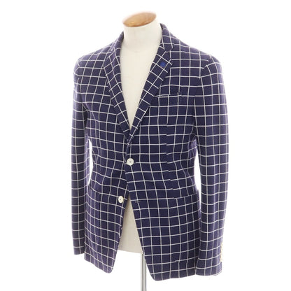 【中古】ハバナアンドコー HAVANA&amp;CO コットンナイロンジャージー チェック ジャケット ネイビーxホワイト【 48 】【 状態ランクC 】【 メンズ 】
