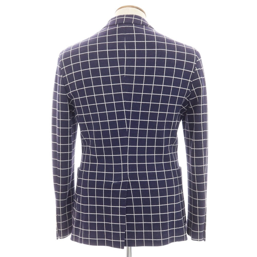 【中古】ハバナアンドコー HAVANA&amp;CO コットンナイロンジャージー チェック ジャケット ネイビーxホワイト【 48 】【 状態ランクC 】【 メンズ 】