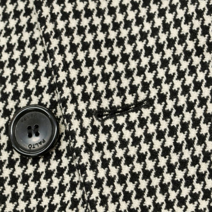 【中古】パルト PALTO ツイードウール ハウンドトゥース柄 ステンカラーコート ブラックxホワイト【 48 】【 状態ランクB 】【 メンズ 】