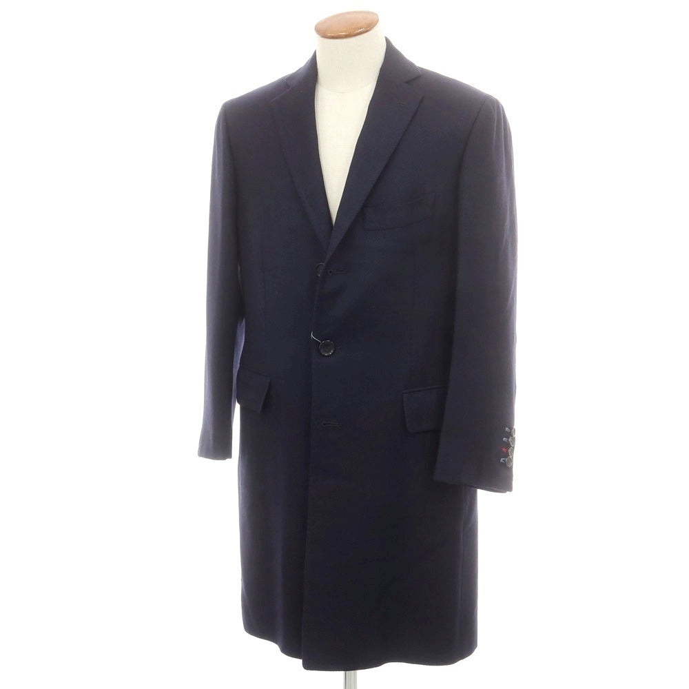 【中古】チェーザレ アットリーニ Cesare Attolini ウールカシミヤ チェスターフィールドコート ネイビー【 48 】【 状態ランクB 】【 メンズ 】