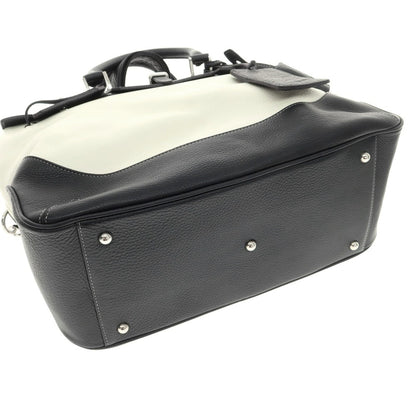 【中古】ペッレモルビダ PELLE MORBIDA シュリンクレザー フラップ トートバッグ ブラックネイビーxホワイト【 状態ランクB 】【 メンズ 】