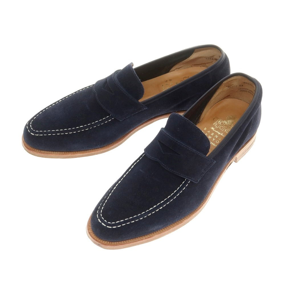 【中古】クロケットアンドジョーンズ CROCKETT&amp;JONES バーニーズニューヨーク別注 SELHURST スエード コインローファー ネイビー【 7E 】【 状態ランクA 】【 メンズ 】