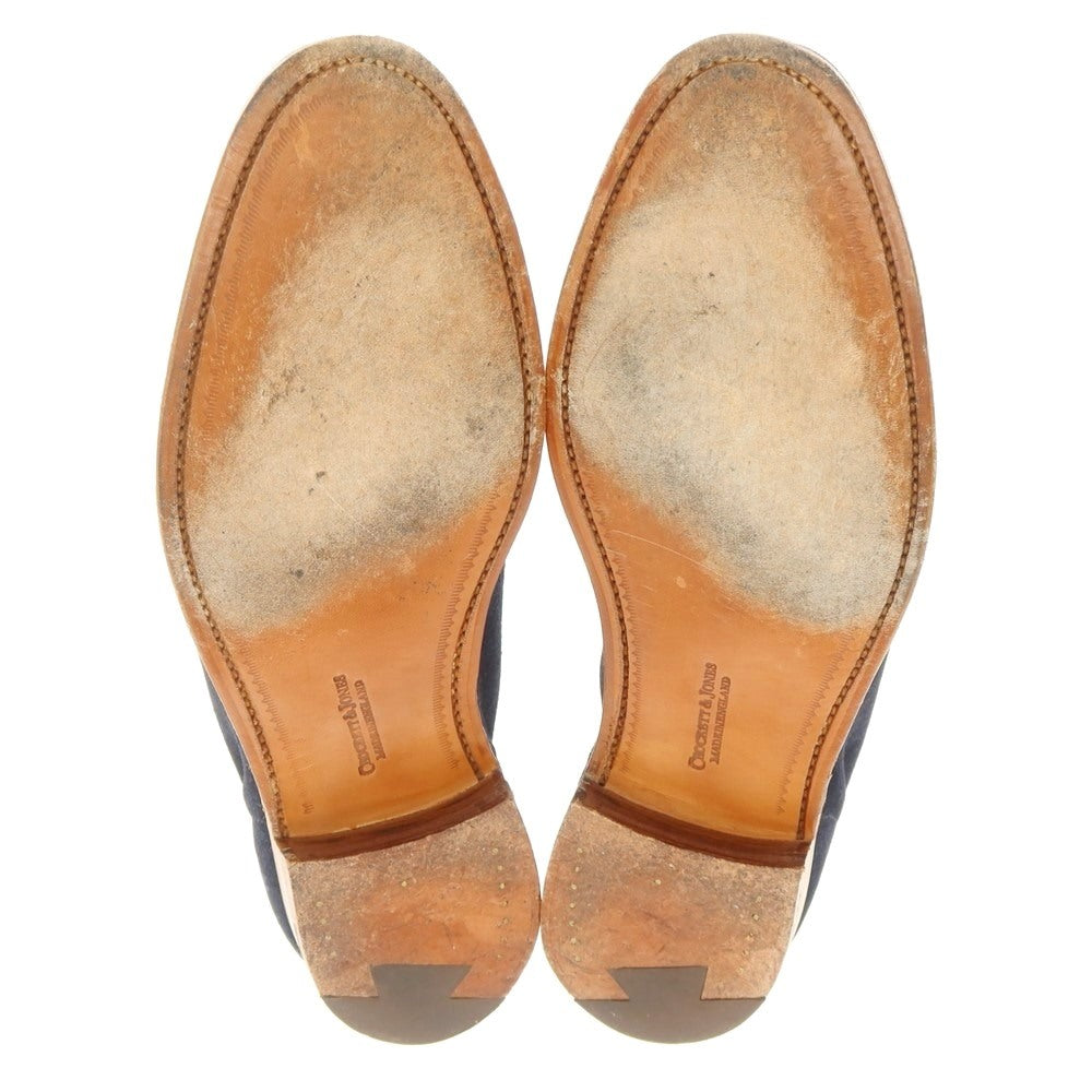 【中古】クロケットアンドジョーンズ CROCKETT&amp;JONES バーニーズニューヨーク別注 SELHURST スエード コインローファー ネイビー【 7E 】【 状態ランクA 】【 メンズ 】