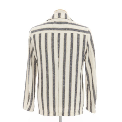 【中古】ティージャケット T-JACKET コットンアクリル ストライプ ジャケット アイボリーxネイビー【 S 】【 状態ランクB 】【 メンズ 】