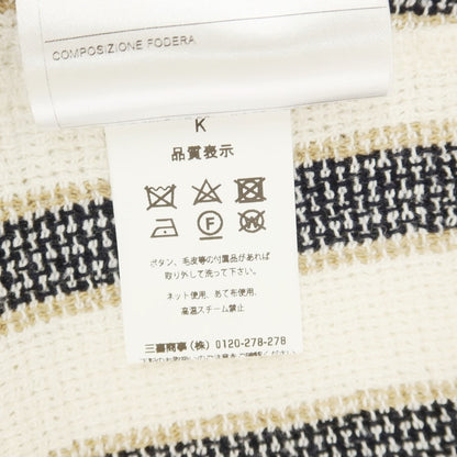 【中古】ティージャケット T-JACKET コットンアクリル ストライプ ジャケット アイボリーxネイビー【 S 】【 状態ランクB 】【 メンズ 】