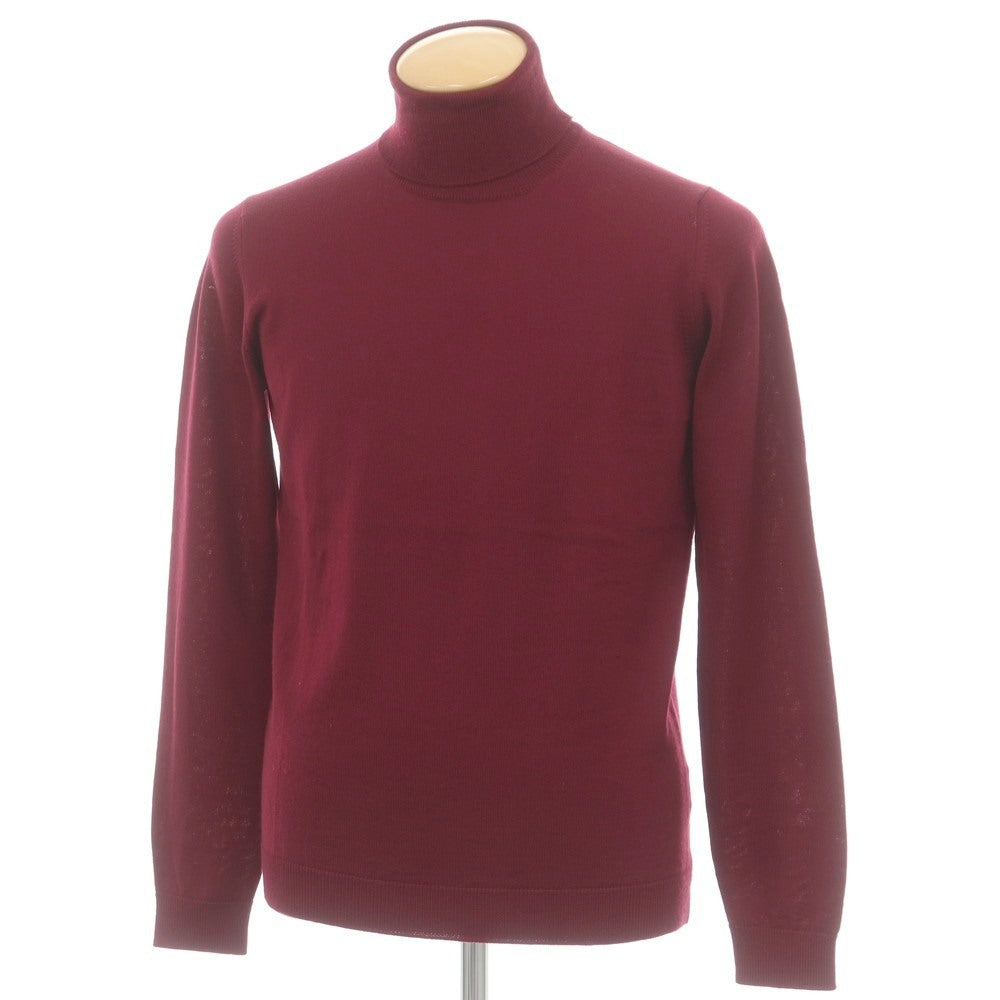 【中古】ロベルトコリーナ ROBERTO COLLINA ハイゲージ ウール タートルネック プルオーバーニット ワインレッド【 44 】【 状態ランクC 】【 メンズ 】