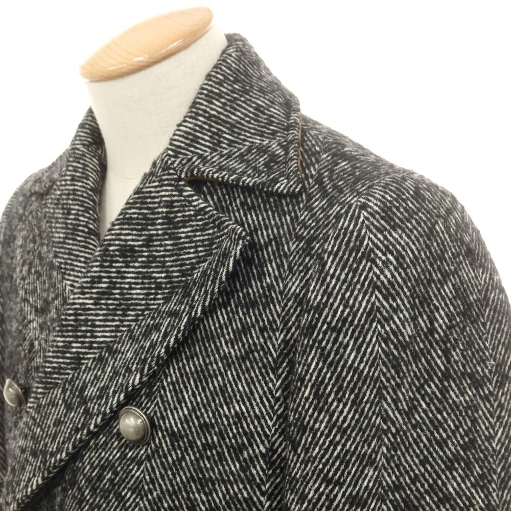 【新品】センス SSEINSE ポリエステルウール ダブルブレストコート ブラックxホワイト【 44 】【 状態ランクN 】【 メンズ 】