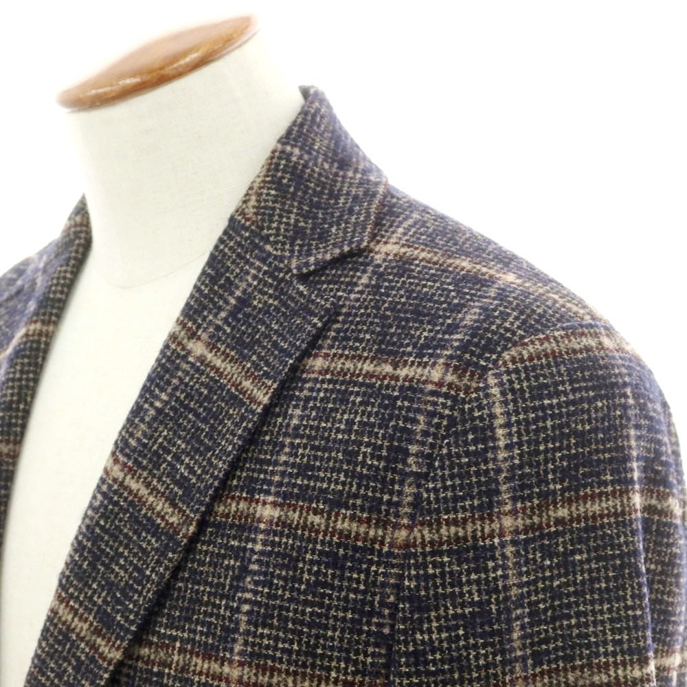 【新品】ティージャケット T-JACKET ウールナイロン チェック テーラードジャケット ネイビーxブラウン【 Ｍ 】【 状態ランクN 】【 メンズ 】