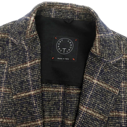 【新品】ティージャケット T-JACKET ウールナイロン チェック テーラードジャケット ネイビーxブラウン【 Ｍ 】【 状態ランクN 】【 メンズ 】