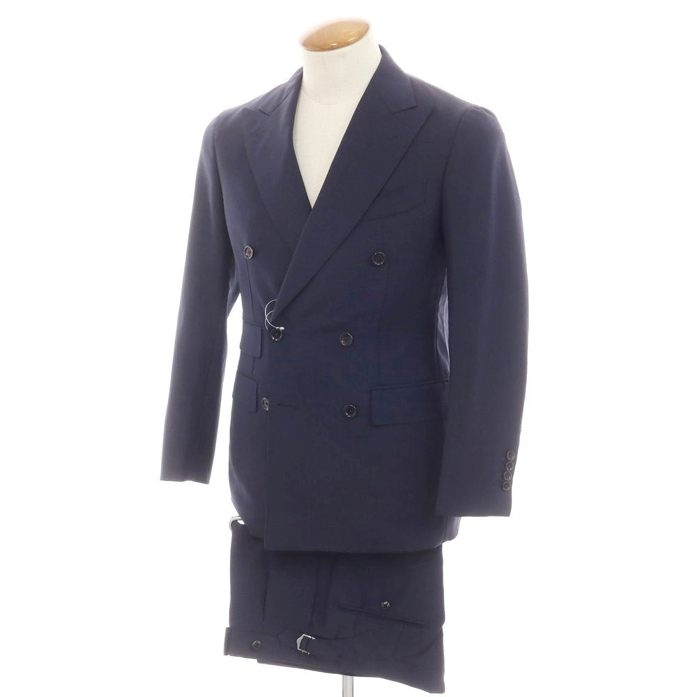 【中古】【未使用】カスタムテーラー ビームス Custom Tailor BEAMS ウールモヘヤ ダブルスーツ ネイビー【 表記なし（Ｍ位） 】【 状態ランクS 】【 メンズ 】