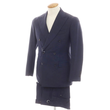 【中古】【未使用】カスタムテーラー ビームス Custom Tailor BEAMS ウールモヘヤ ダブルスーツ ネイビー【 表記なし（Ｍ位） 】【 状態ランクS 】【 メンズ 】