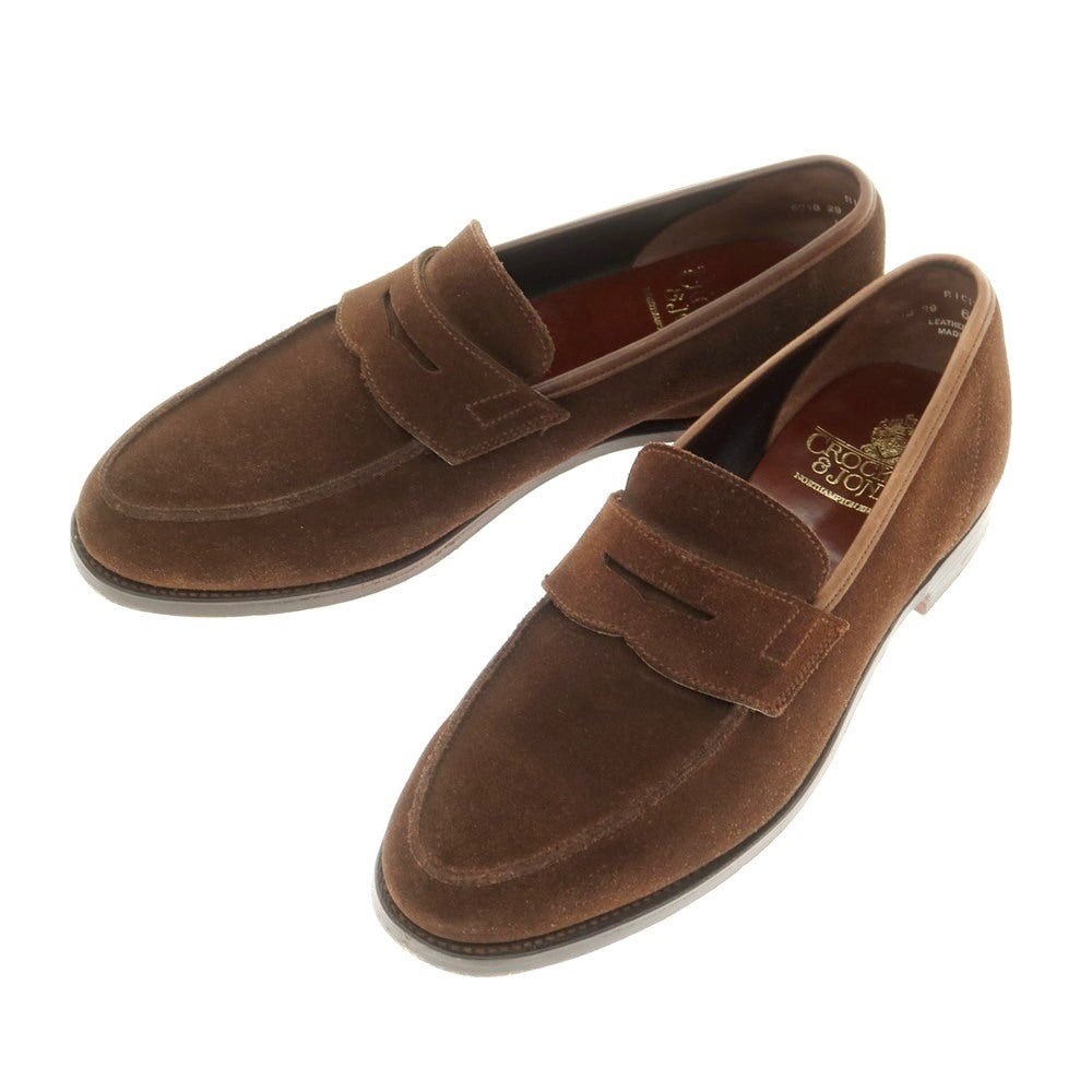 【中古】クロケットアンドジョーンズ CROCKETT&amp;JONES RICHMOND スエード コインローファー ブラウン【 6 1/2E 】【 状態ランクB 】【 メンズ 】