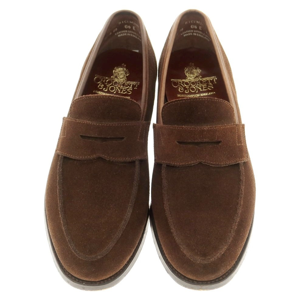 【中古】クロケットアンドジョーンズ CROCKETT&amp;JONES RICHMOND スエード コインローファー ブラウン【 6 1/2E 】【 状態ランクB 】【 メンズ 】