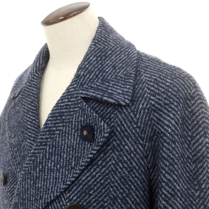 【中古】ラルディーニ LARDINI ウールアルパカ ダブルブレストコート ブルー【 52 】【 状態ランクB 】【 メンズ 】
