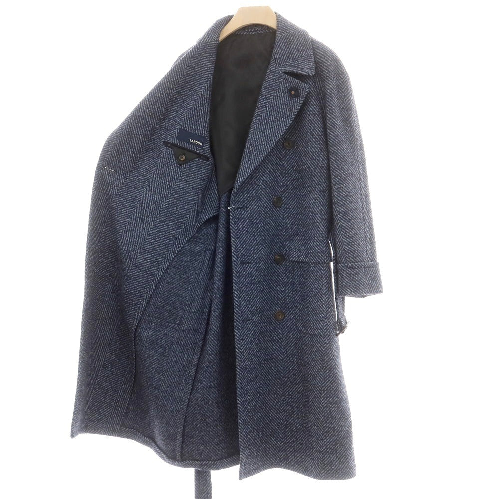 【中古】ラルディーニ LARDINI ウールアルパカ ダブルブレストコート ブルー【 52 】【 状態ランクB 】【 メンズ 】