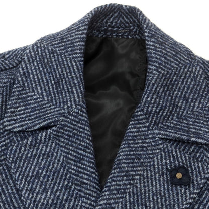 【中古】ラルディーニ LARDINI ウールアルパカ ダブルブレストコート ブルー【 52 】【 状態ランクB 】【 メンズ 】