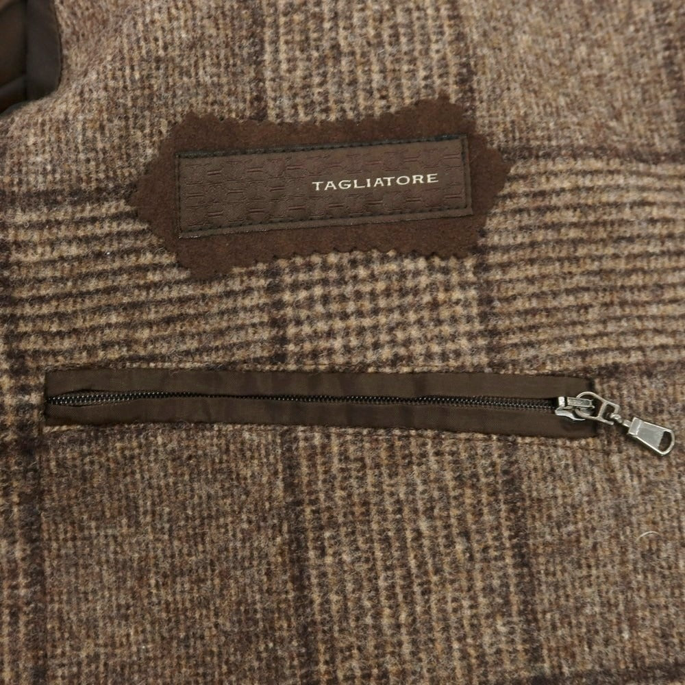 【中古】タリアトーレ TAGLIATORE ウール チェック ステンカラーコート ブラウン系【 46 】【 状態ランクA 】【 メンズ 】