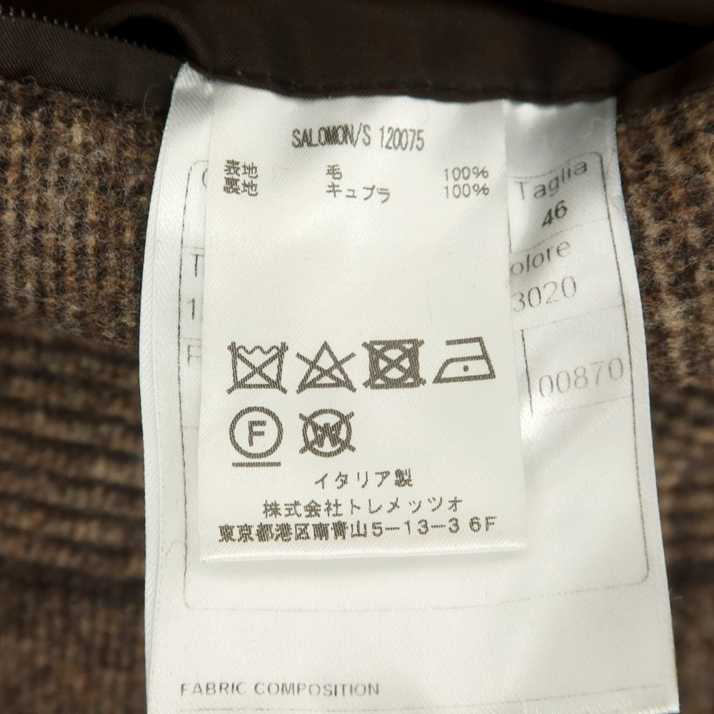 【中古】タリアトーレ TAGLIATORE ウール チェック ステンカラーコート ブラウン系【 46 】【 状態ランクA 】【 メンズ 】