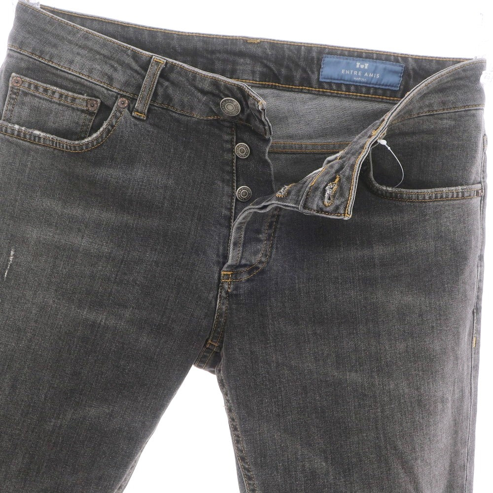 【中古】アントレアミ ENTRE AMIS ダメージ加工 ストレッチ コットン ジーンズ デニムパンツ グレー【 32/46 】【 状態ランクB 】【 メンズ 】