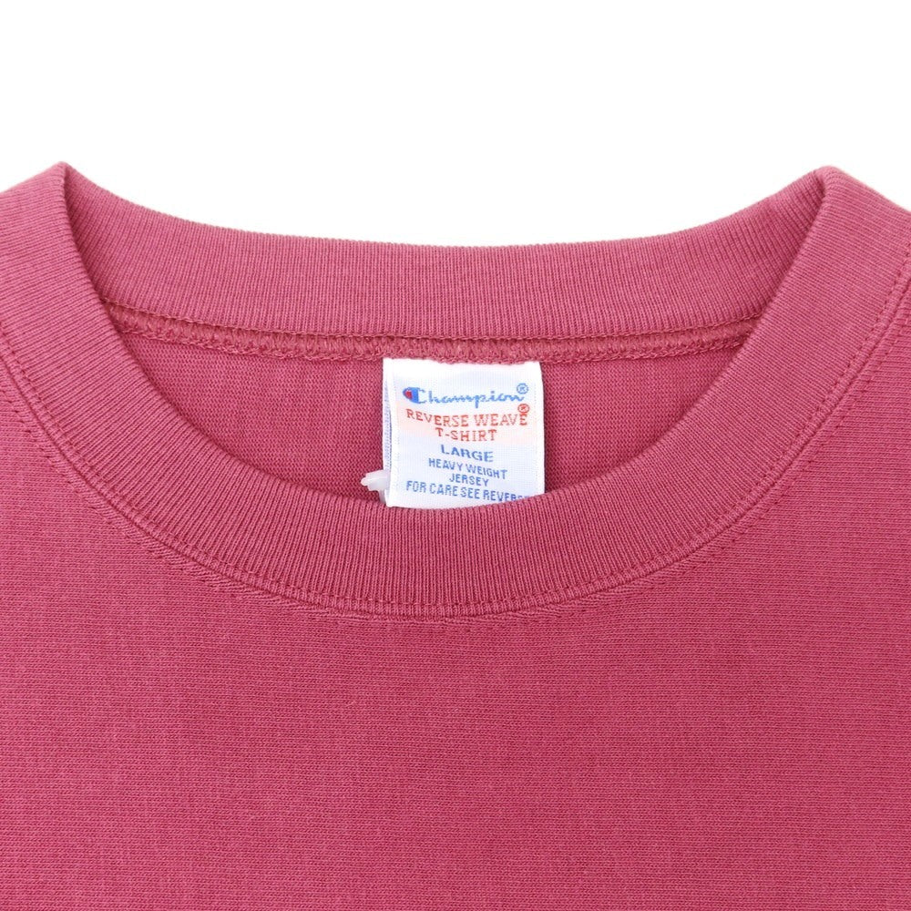 【中古】チャンピオン Champion コットン系 リバースウィーブ型 クルーネック 半袖Ｔシャツ ピンクパープル【サイズL】【 状態ランクB 】【 メンズ 】[EPD]