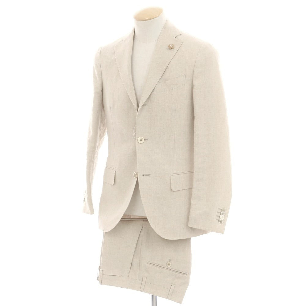 【中古】ラルディーニ LARDINI リネン 3つボタンスーツ ライトベージュ【 42 】【 状態ランクD 】【 メンズ 】