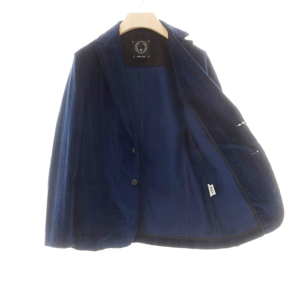 【中古】ティージャケット T-JACKET ストレッチコットン コーデュロイ カジュアルジャケット ネイビー系【 S 】【 状態ランクB 】【 メンズ 】