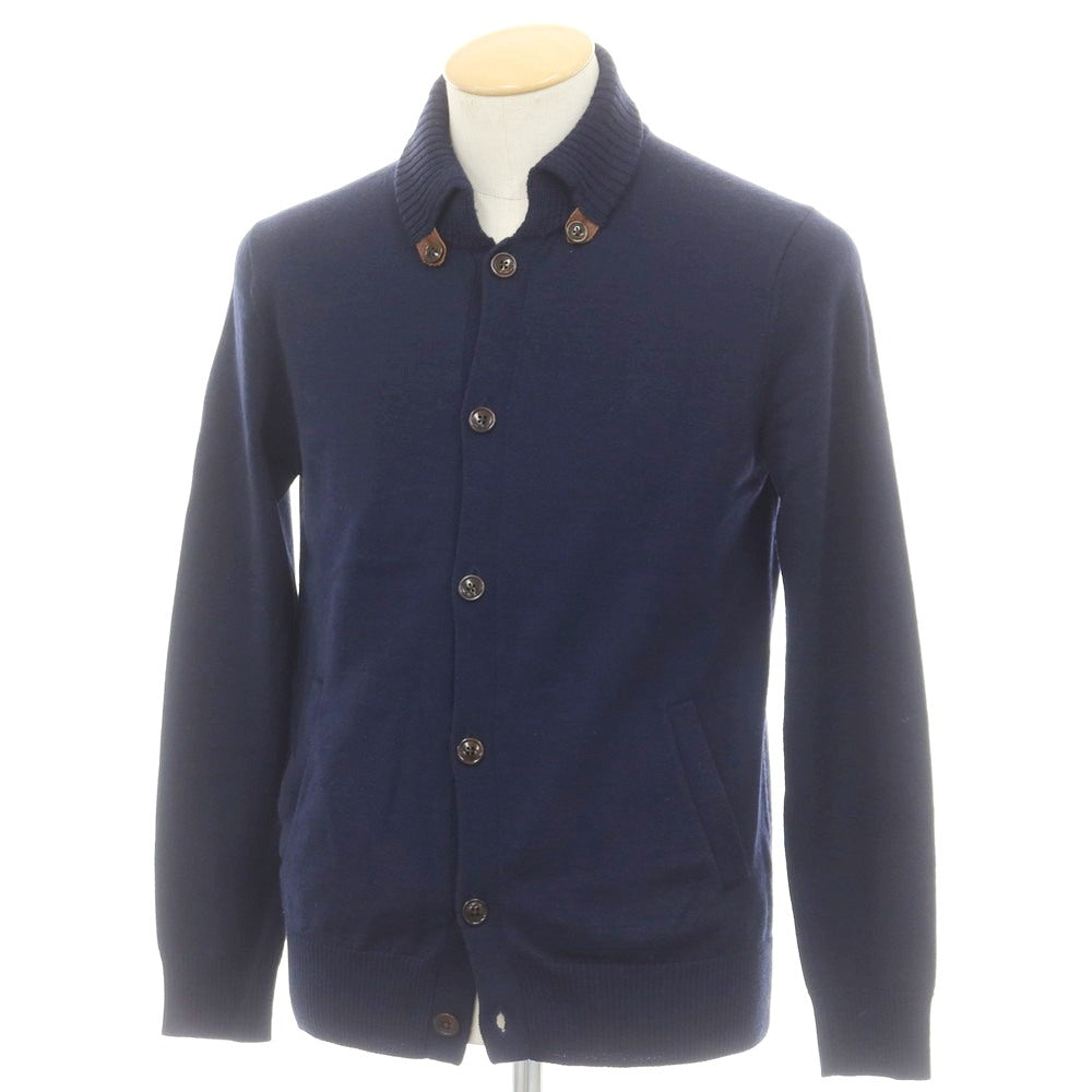 【中古】ビームス BEAMS ウール 襟付き カーディガン ネイビー【 S 】【 状態ランクC 】【 メンズ 】