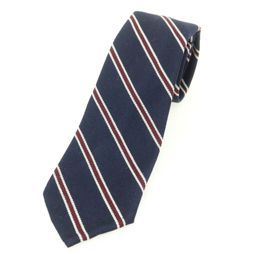 [Used] EDIFICE x NEW LINGWOOD Wool Striped Necktie Navy x Bordeaux [Condition Rank B] [Men&