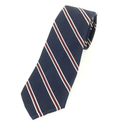 [Used] EDIFICE x NEW LINGWOOD Wool Striped Necktie Navy x Bordeaux [Condition Rank B] [Men&