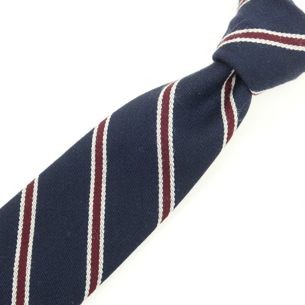 [Used] EDIFICE x NEW LINGWOOD Wool Striped Necktie Navy x Bordeaux [Condition Rank B] [Men&