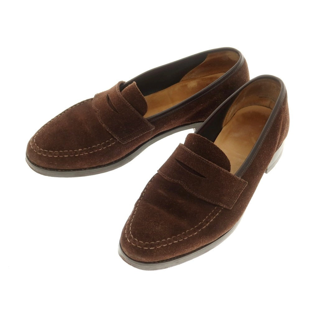 【中古】クロケットアンドジョーンズ CROCKETT&amp;JONES スエード コイン ローファー ブラウン【 25.5位 】【 状態ランクC 】【 メンズ 】