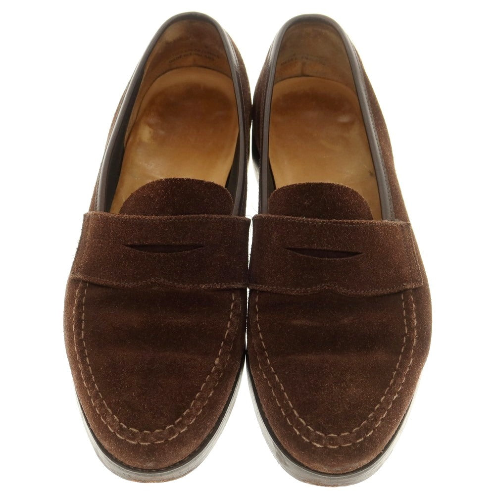 【中古】クロケットアンドジョーンズ CROCKETT&amp;JONES スエード コイン ローファー ブラウン【 25.5位 】【 状態ランクC 】【 メンズ 】
